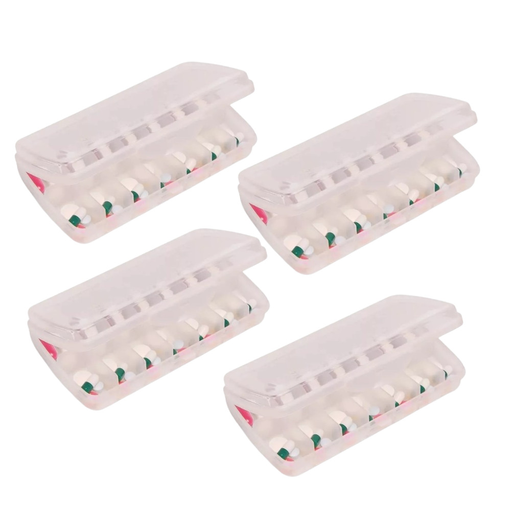 Kit 4 Porta Remédios e Comprimidos Noite e Dia Organizador Semanal Prático Sanremo