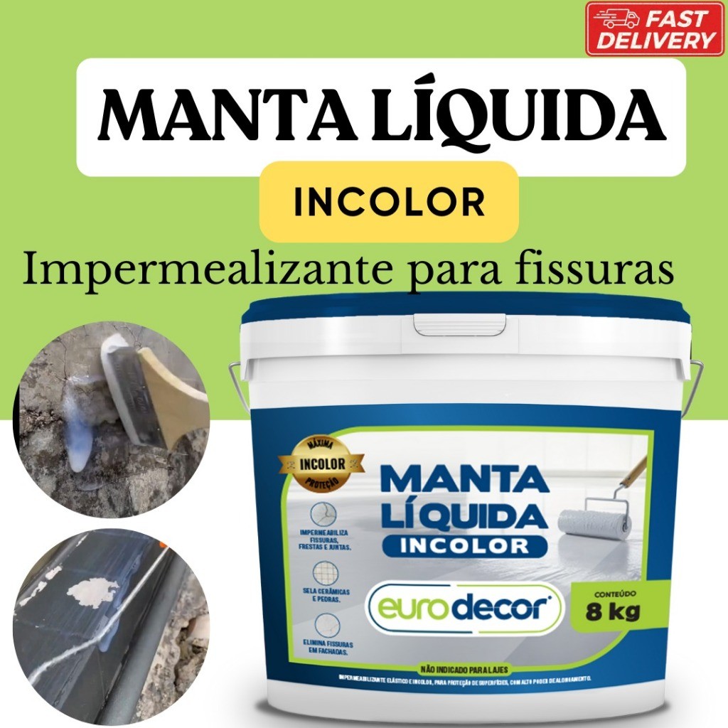 Super Manta Liquida 8KG e 3,6KG Multiuso Incolor Invisivel Para Impermeabilização Fissuras em Oferta na Shopee