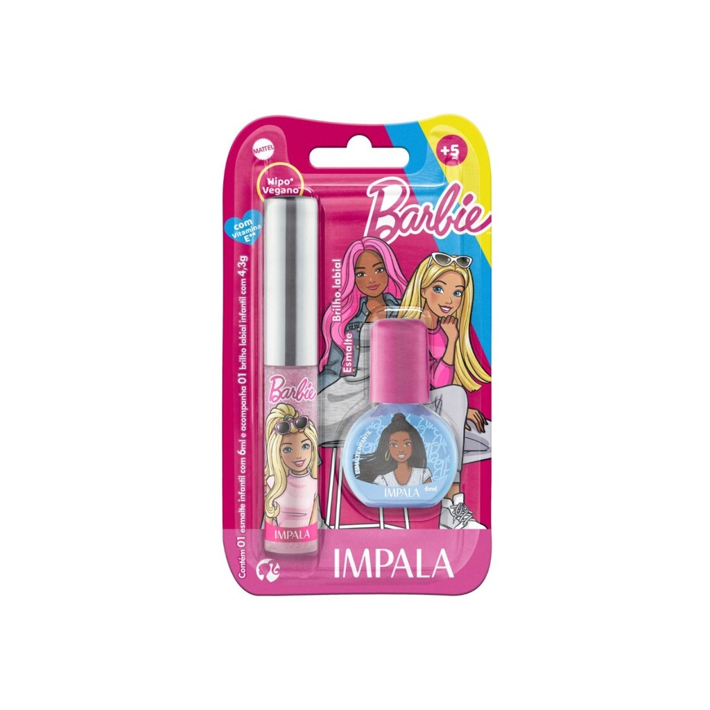 Kit Esmalte E Gloss Labial Tutti-Frutti Barbie Kids Impala - Beauty