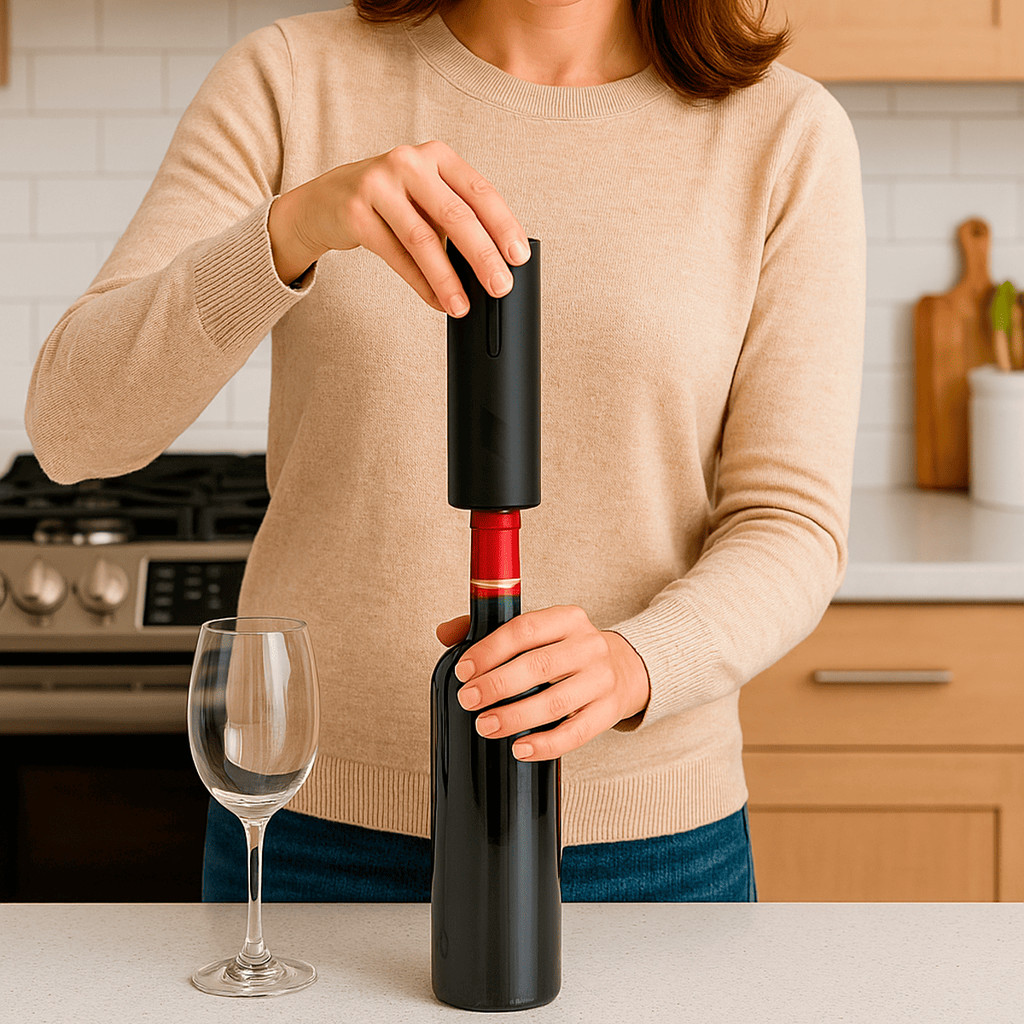 Abridor Garrafa Vinho Automático Saca Rolhas Elétrico Pilha Com Led Á Pilhas Elétrico