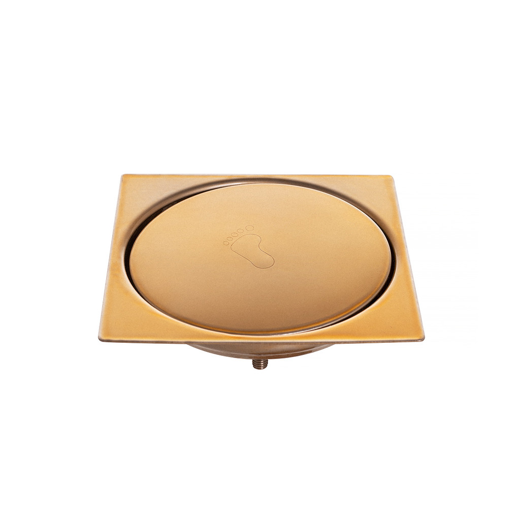 Ralo Click Inteligente De Banheiro 10x10cm Dourado Com Porta Grelha