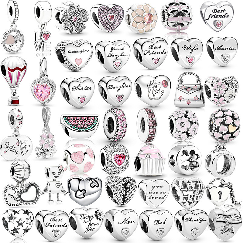 925 Prata Pingente Charme Rosa Amor Ponto Diamante Pulseira Acessórios Colar Pingente Jóias DIY em Oferta na Shopee