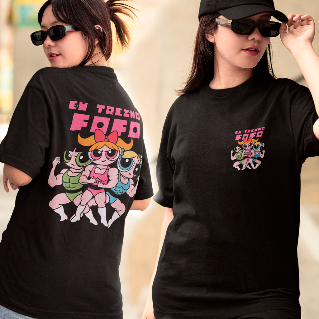 Camiseta Super Poderosas Feminina Academia Camisa de Treino Roupas de Academia Algodão Oversized