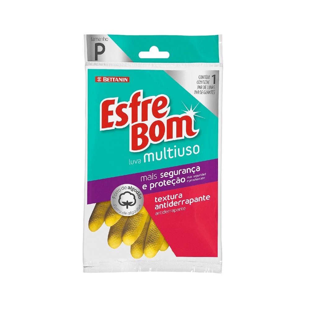 Luva Látex Multiuso Pequena Amarela EsfreBom Bettanin