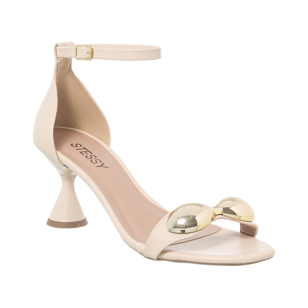 Sandália Feminina Stessy Shoes Salto Baixo Rolha Geométrico Enfeite Laço Casual Confortável Oferta