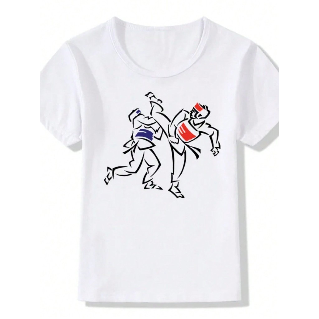 2020 crianças moda impressão taekwondo camiseta verão meninos meninas coréia legal casual topos roupas do bebê t camisa