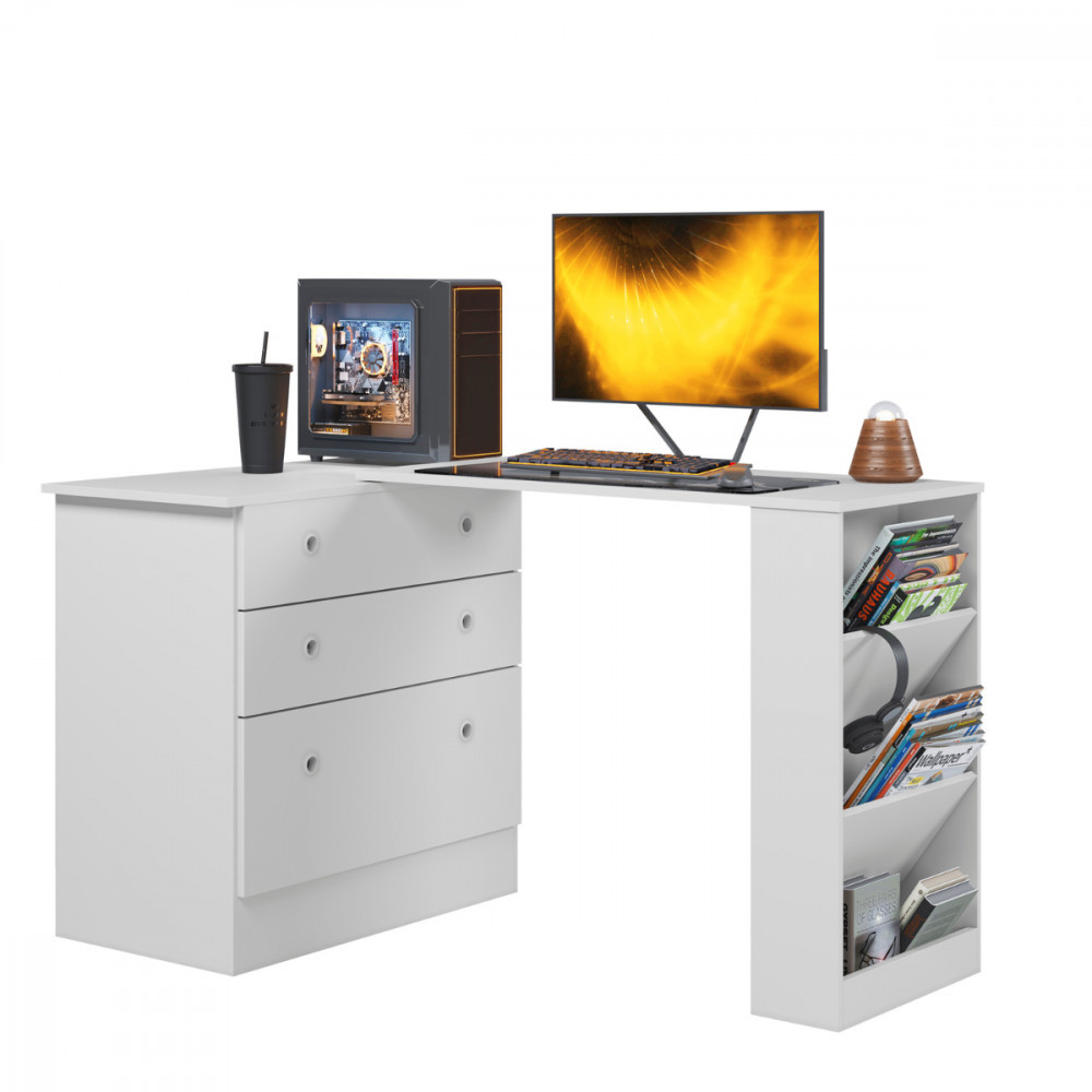 Cômoda com Mesa Gamer Giratória Branco Qmovi em Oferta na Shopee