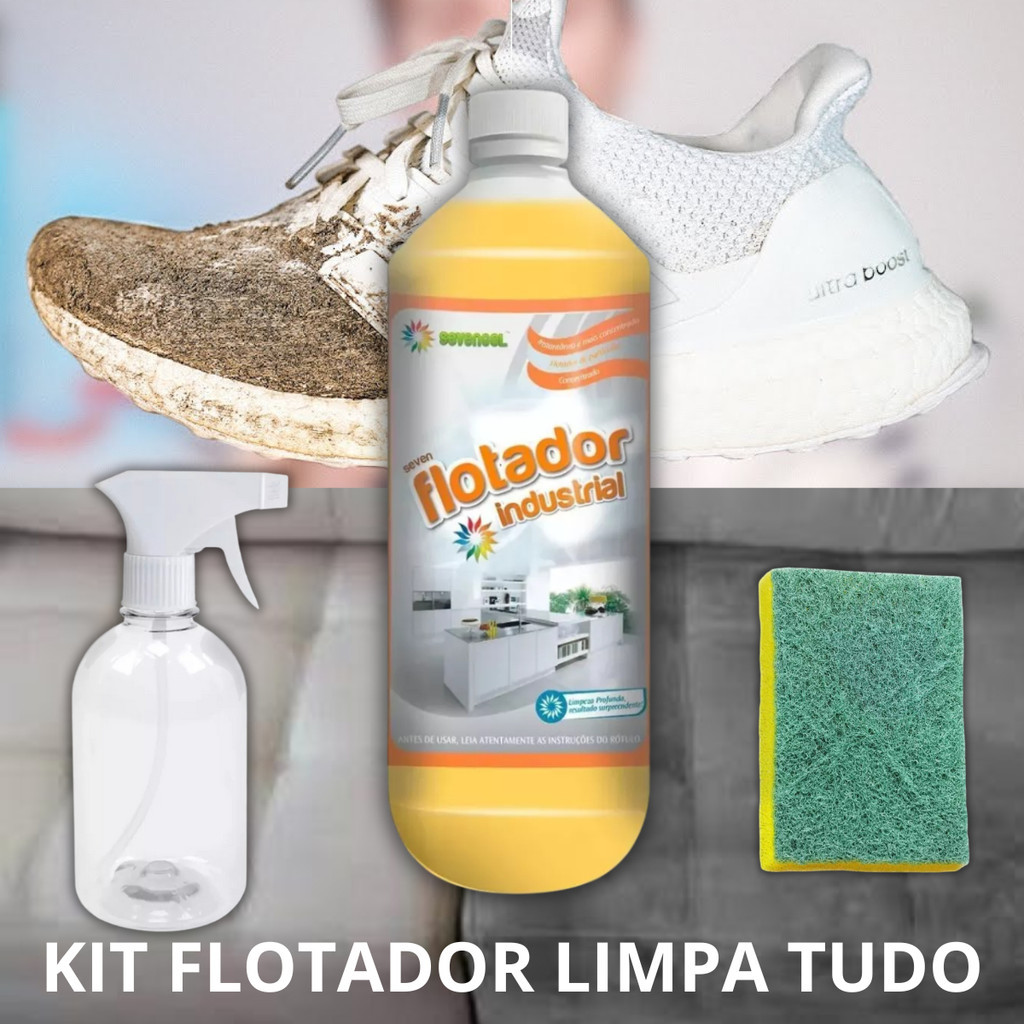 Kit Limpa Tênis Estofados Flotador 1L Sevengel Multiuso Concentrado c/ Brinde Sem Enxágue