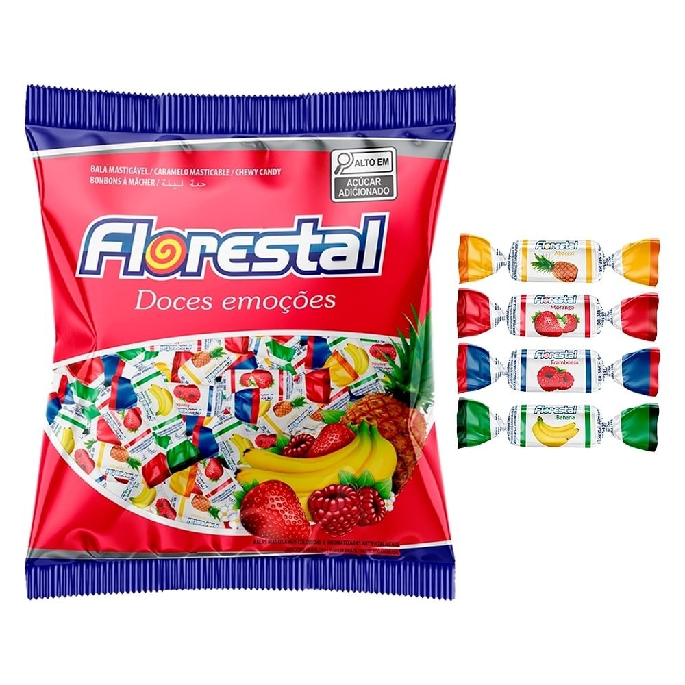 Bala Florestal Mastigável Sortida 500g em Oferta na Shopee