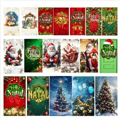 Capa em Tecido sublimado para cobrir porta NATAL 210x0,80 cm