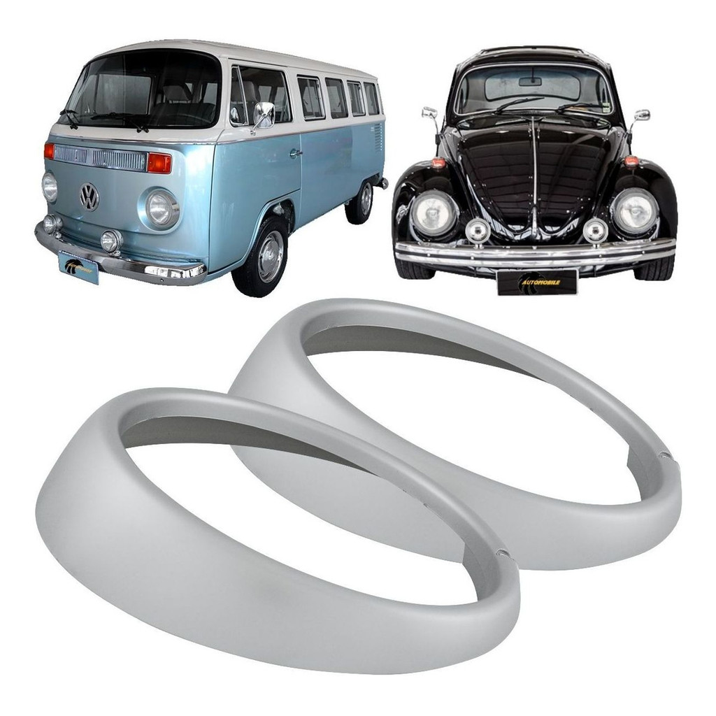 Par Aro de Plástico 1 Furo Farol Fusca Kombi 1976 em diante Cinza