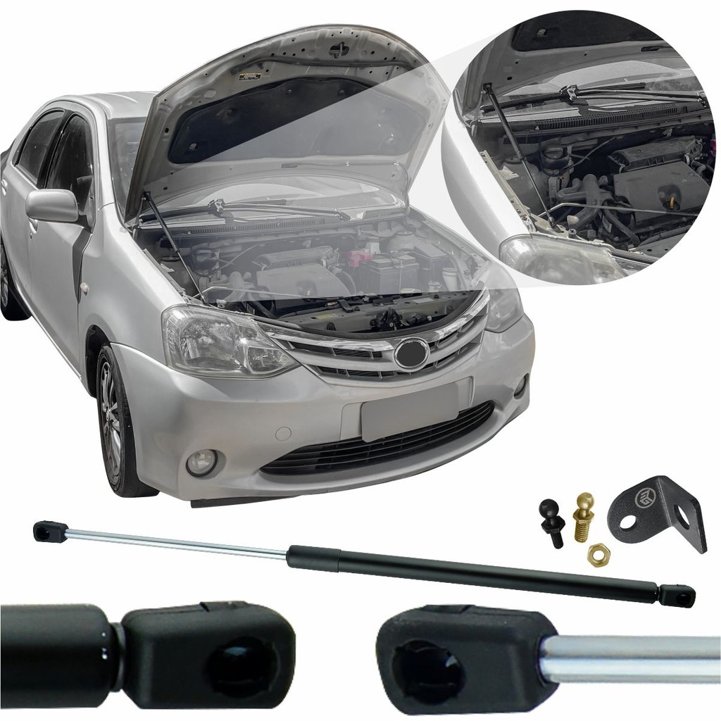 Kit Adaptação Amortecedor Capô Toyota Etios 2013 a 2019 Elimina Vareta