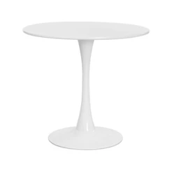 Mesa Saarinen Tulipa Redonda 80cm Tampo Madeira Branca