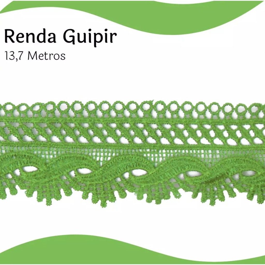 Renda Guipir CHL-589 - 5.0 Cm -  Rolo C/13.7 Metros Cor:Verde-Limao