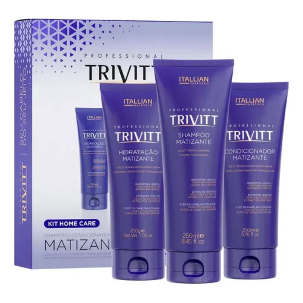 Kit Shampoo/condicionador/mascara Matizante Trivitt Itallia em Oferta na Shopee