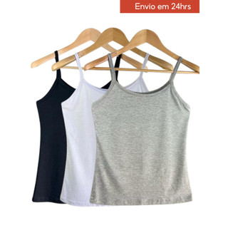 Kit 2/3 Regata de Alcinha Básica Feminina Casual Regatinhas Lisas