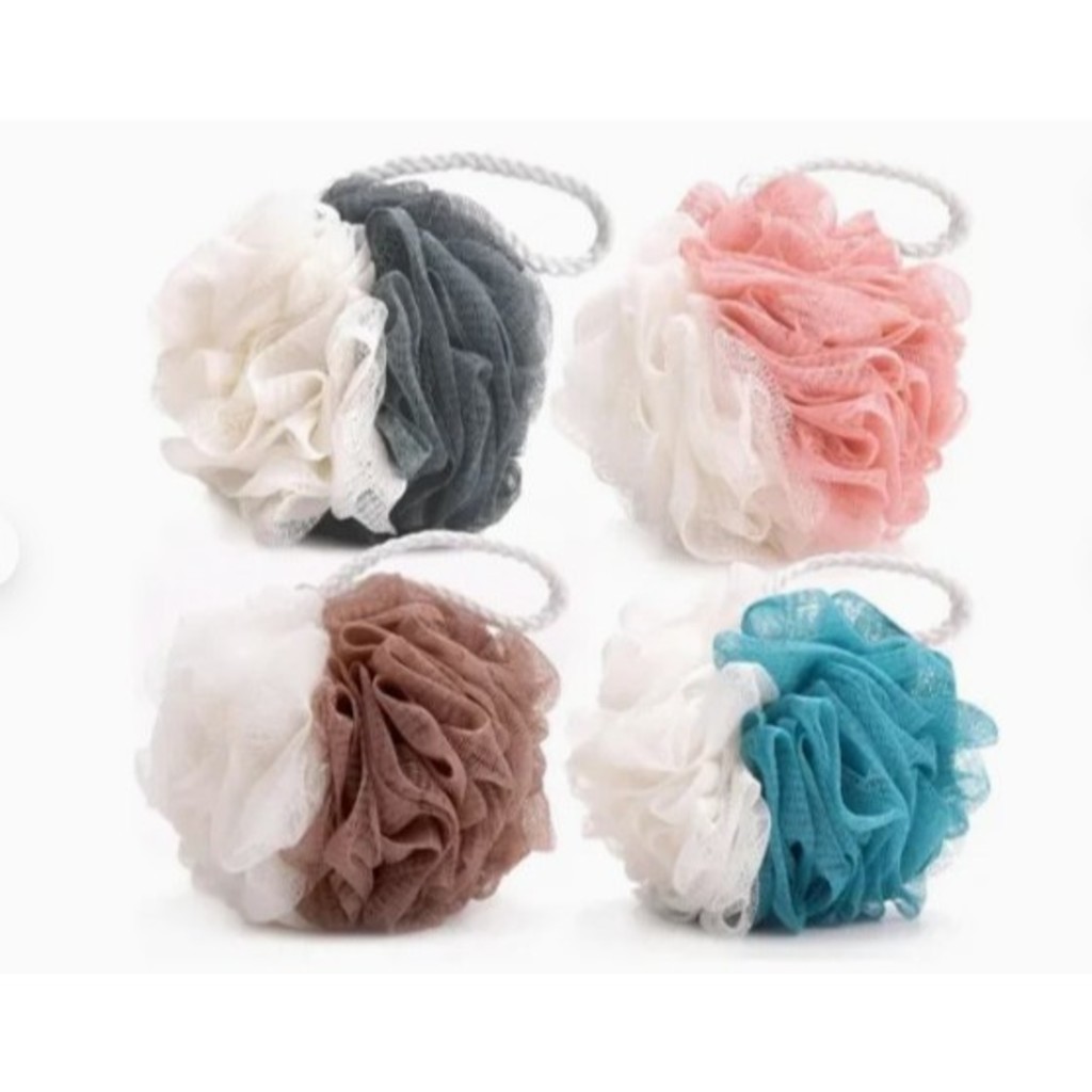 Kit 5-10 Nova Esponja 2 Cores de Banho Nylon Esfolia com Cordinha em Oferta na Shopee