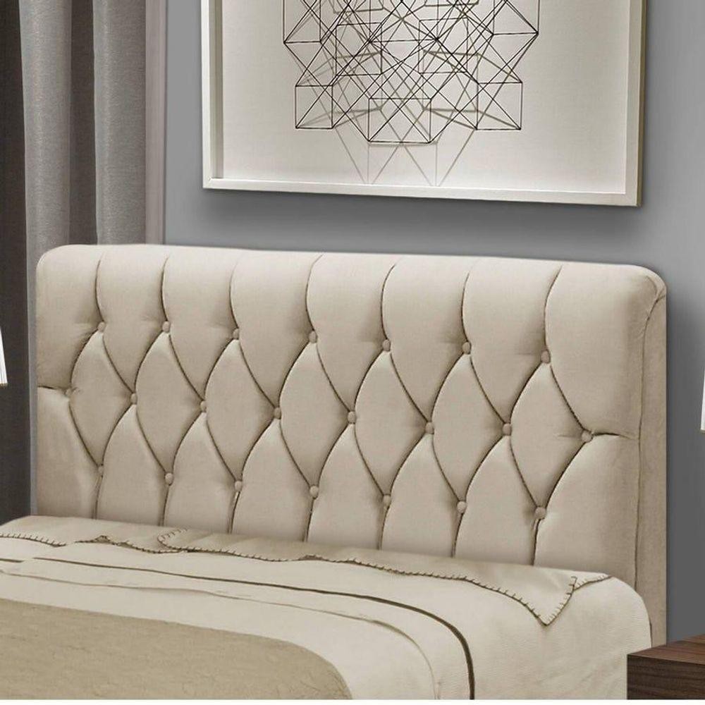 Cabeceira Casal 140cm Capitone Istambul Dobuê Bege - Home & Living