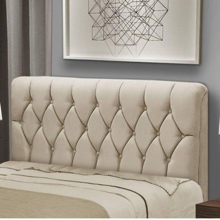 Cabeceira Casal 140cm Capitone Istambul Dobuê Bege em Oferta na Shopee