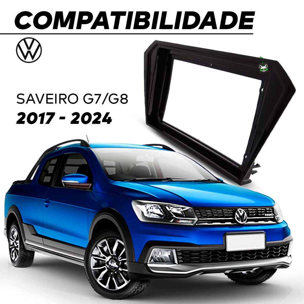 Detalhes do Moldura 9 Polegadas Saveiro G7/G8 2017 2018 2019 2020 2021 2022 2023 2024 Preto Fosco