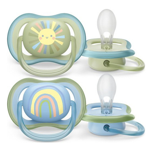 Chupeta Avent Ultra Air Dupla 0-6m Decorada Menino