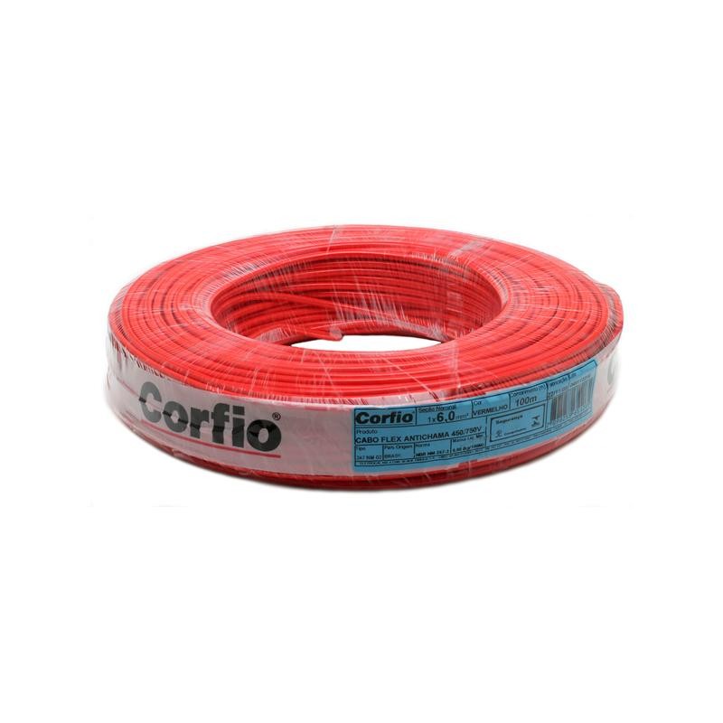 Cabo Elétrico Flexível Corfio 6mm 100m Vermelho em Oferta na Shopee