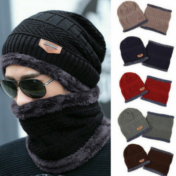 Conjunto Gorro Touca Forrado Com Gola Cachecol Frio Inverno Unissex Masculino Feminino em Oferta na Shopee