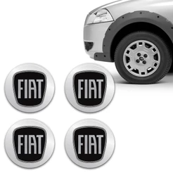 Kit Adesivo De Calota Emblema Fiat Black Piano Resinado 51mm