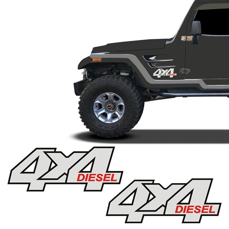 Par De Adesivos 4x4 Diesel Troller 2001/05 Emblema Refletivo - Spare Parts and Accessories for Vehicles