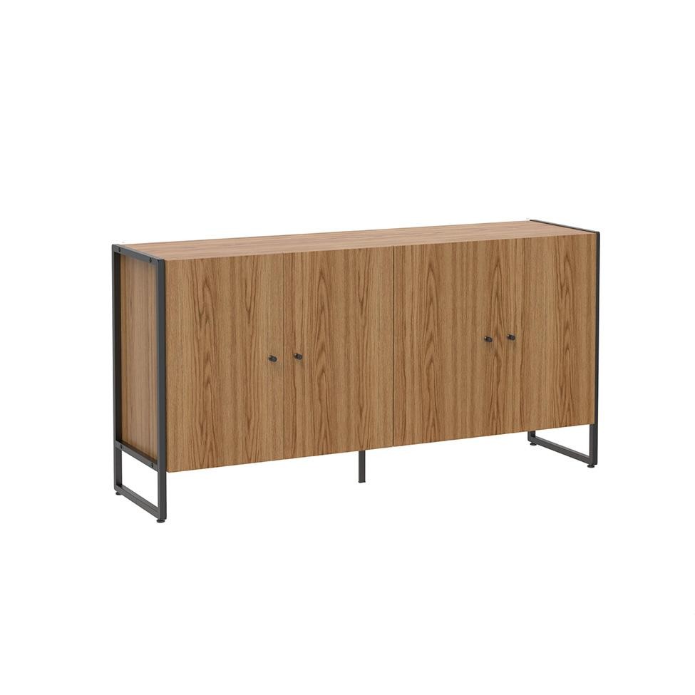 Armário de Escritório Voss 4 PT Freijó e Preto - Home & Living