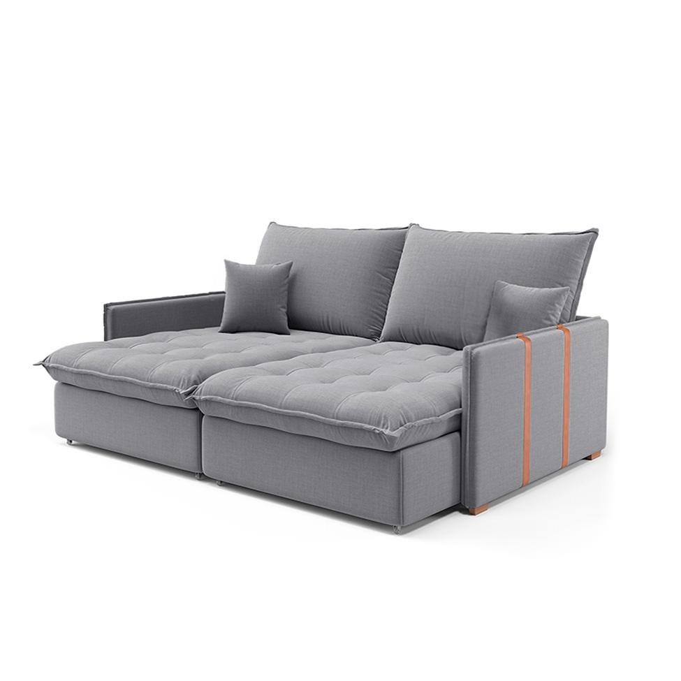 Sofá Retrátil Sem Caixa 3 lugares Solomons Linho Cinza 180 cm - Home & Living