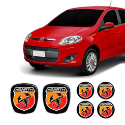 Kit 6 Adesivos Emblemas Abarth Fiat Novo Palio 2012 Ate 2017