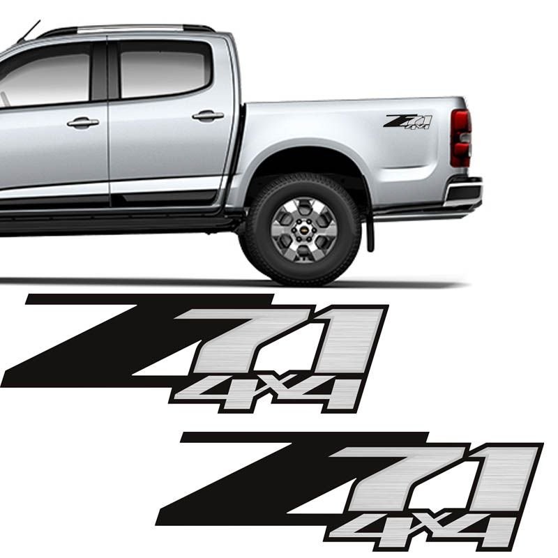 Par Adesivos Z71 4x4 S10 Silverado D20 Emblema lateral Preto em Oferta na Shopee