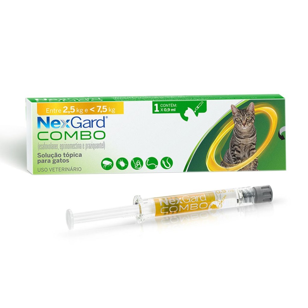 Nexgard Combo 1 unidade Gatos Pulga Sarna Verme 2,5 A 7,5kg
