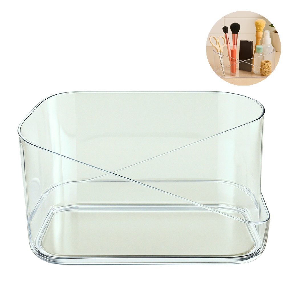 Organizador de Maquiagem Acrílico Transparente Porta Pincel lápis Talheres Maquiagem Papelaria Cosméticos com Divisórias