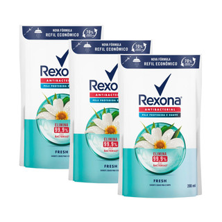 Kit 3 Sabonete Líquido Rexona Antibacterial Fresh Refil com 200ml em Oferta na Shopee