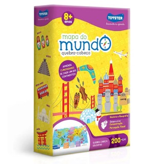 Quebra Cabeça Mundo Bita Mapa Do Mundo 200 Pçs 2565 Toyster em Oferta na Shopee