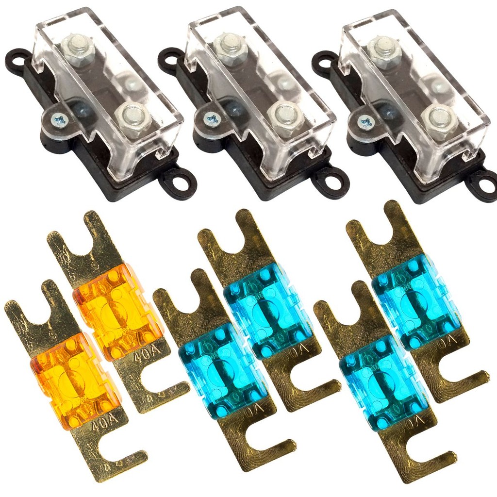 KIT 3 PORTA FUSÍVEIS MIDI + 4 FUSÍVEIS 60 AMPERES E 2 FUSÍVEIS 40 AMPERES