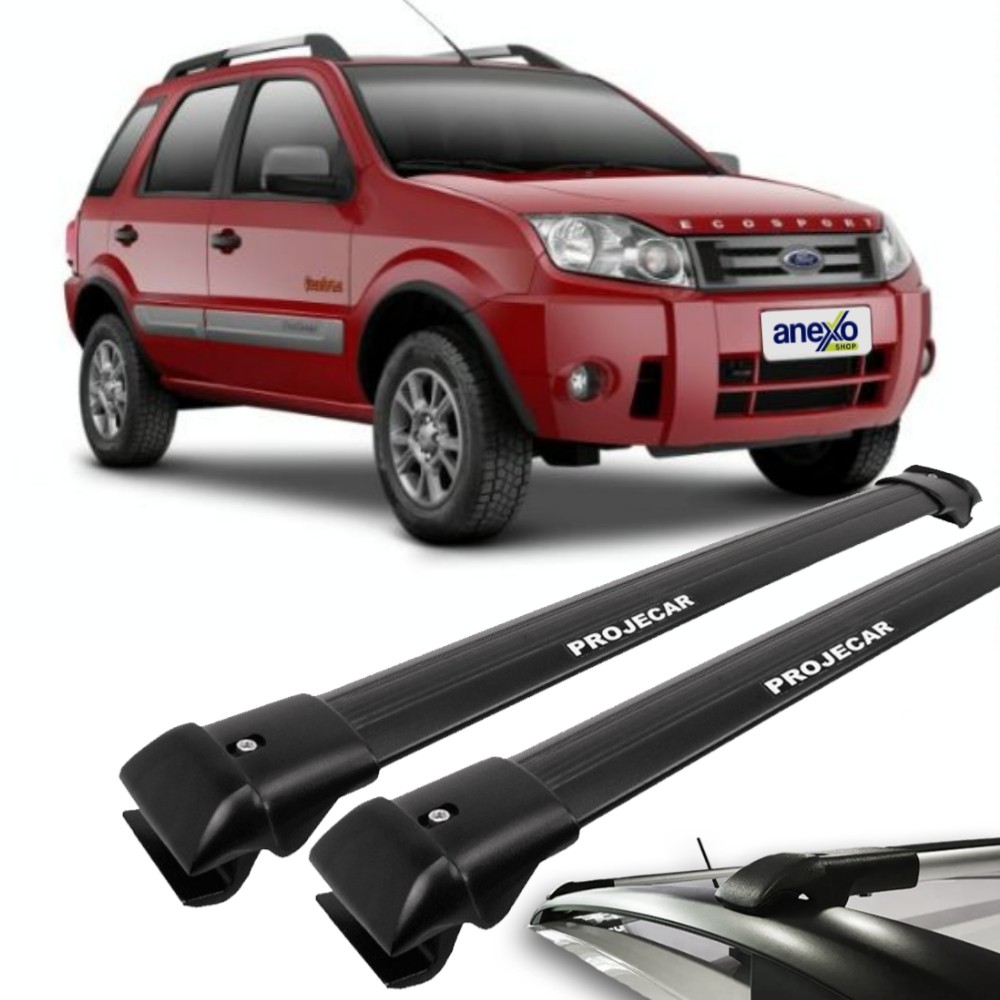 Rack de Teto Ecosport 2010 a 2012 Projecar TS-2005 Travessa Longarina Slim Preta Par