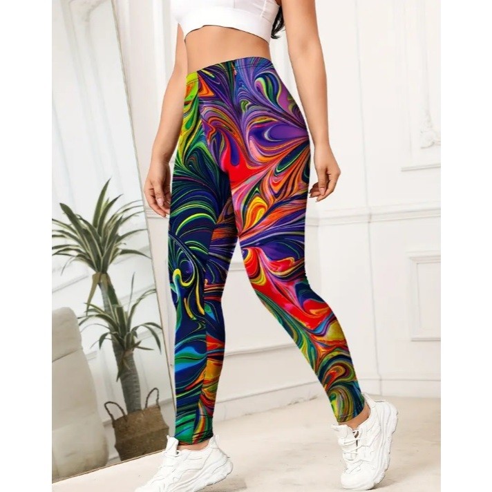 Kit C/3 Calças Legging Estampada Cós Alto Fitness Academia Caranaval Verão 2025