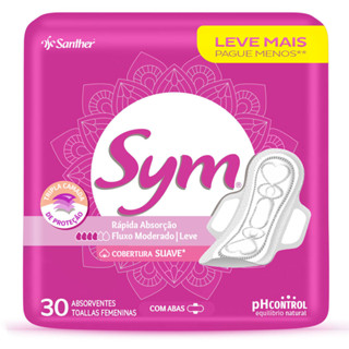 Absorvente Sym Cobertura Suave com Abas 30 Unidades Leve mais Por Menos em Oferta na Shopee