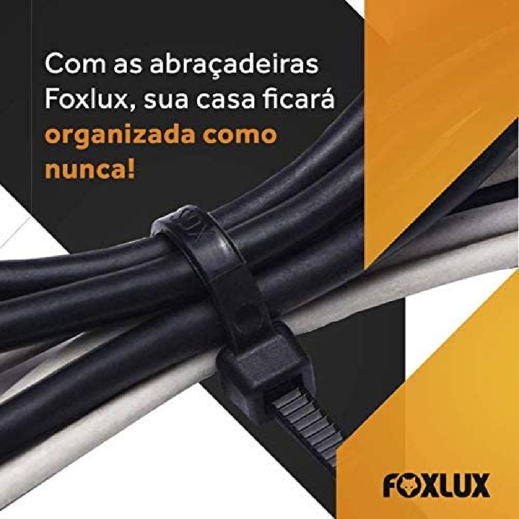 Abraçadeira de Nylon Foxlux 100un Preto | resistência reforçada, fixação prática · foto 2