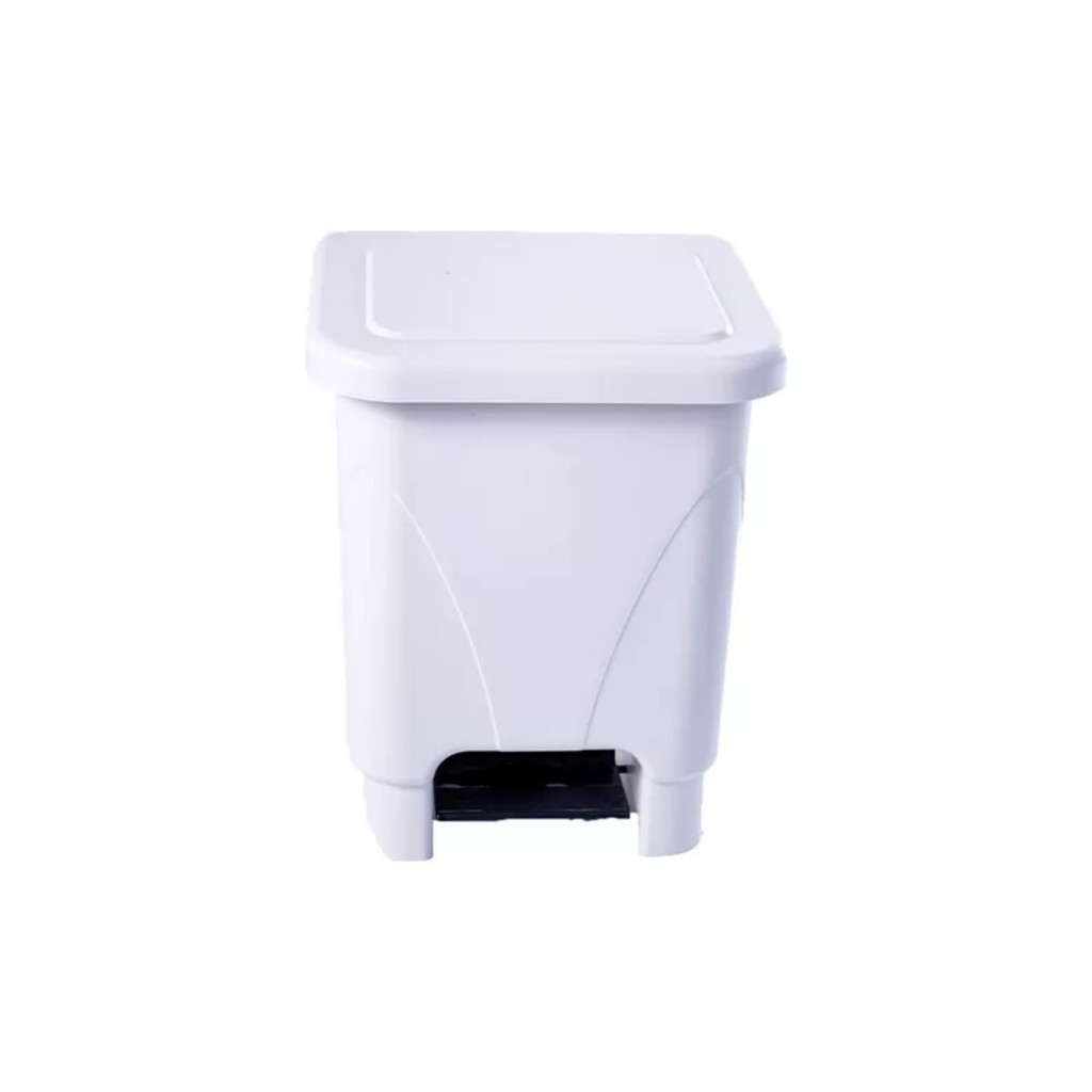 Lixeira Retangular C/ Pedal Branco Resistente Hospitalar
