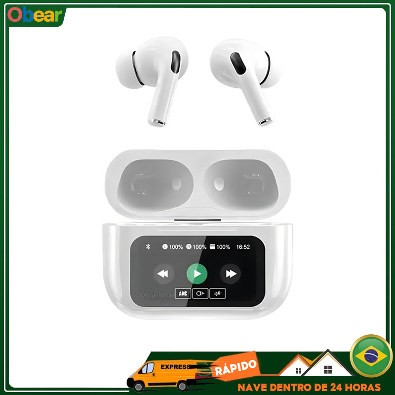 Fone Bluetooth A9 Pro Tela Touch Cancelamento De Ruído Anc Cor Branco
