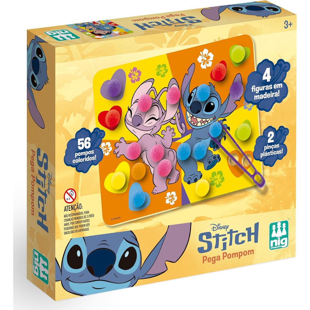 Pega Pompom Educativo Disney Stitch - Nig Brinquedos