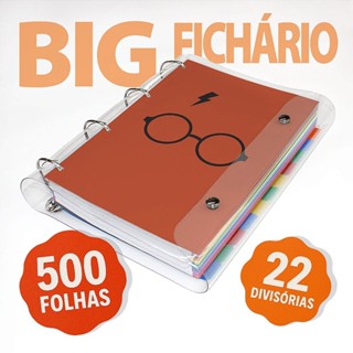 Big Fichário Universitário 500 folhas + divisórias Harry Potter em Oferta na Shopee