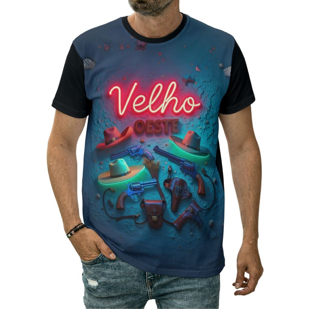 Camiseta Velho Oeste Faroeste Cowboy Cavalo Chapéu Estilo