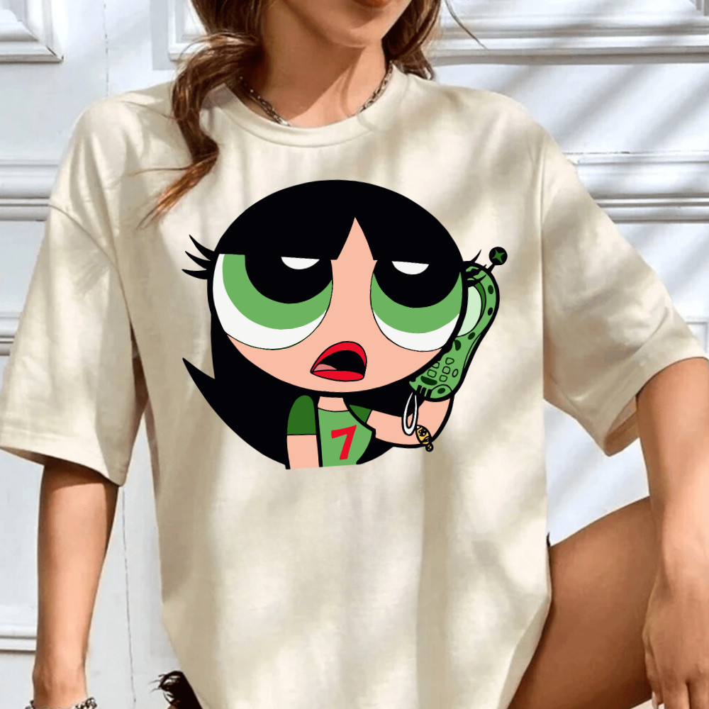 [Camiseta Premium em Algodão Puro]SISI Camisa Oversized Feminina Meninas Superpoderosas Todas Personagens Versão Unissex