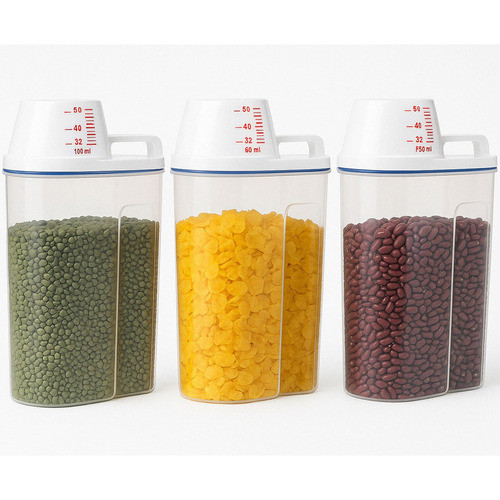 Kit 3 Potes Herméticos 2l Copo Medidor Cozinha Lavanderia - Transparente