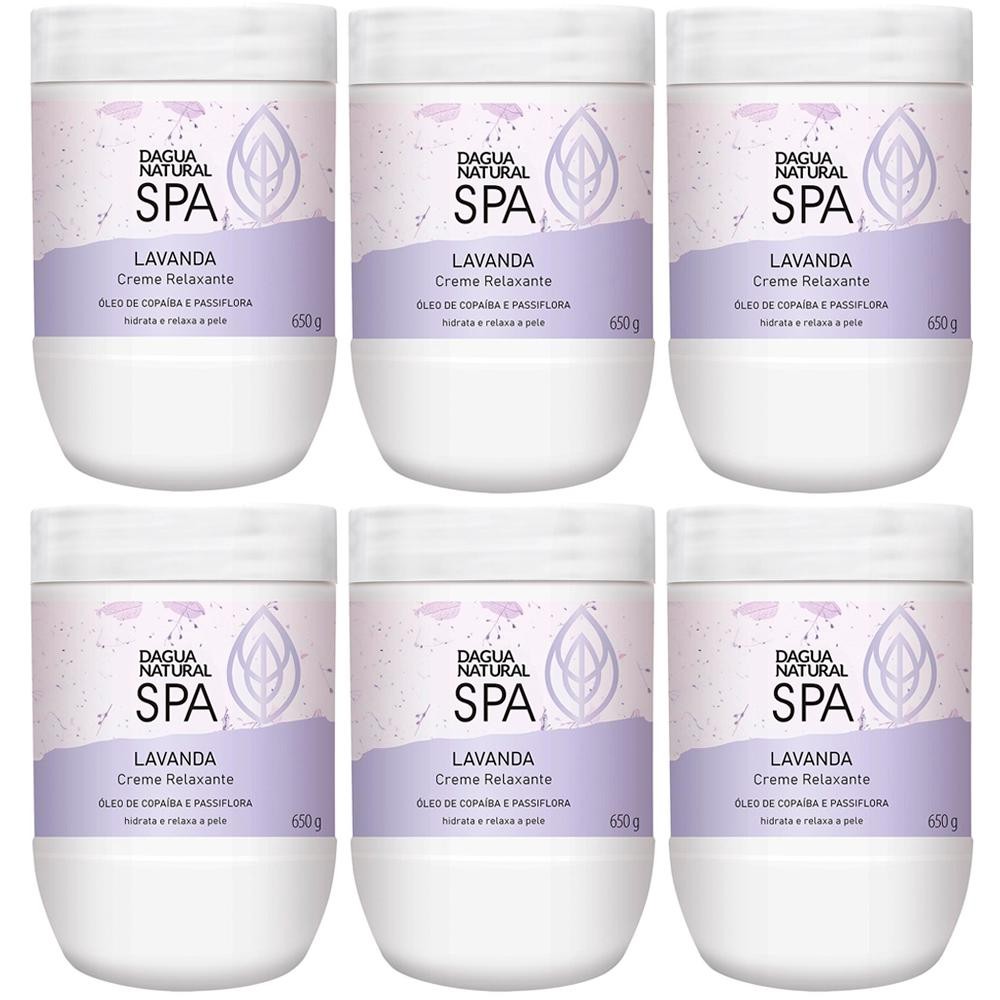 Kit 6 Potes Creme Relaxante Dagua Natural Spa Lavanda Óleo de Copaíba e Passiflora 650g Hidratante